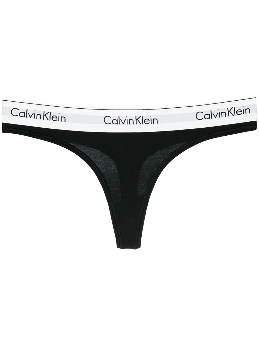 Calvin Klein Logo Waistband Thong Black Cotton Blend Underwear