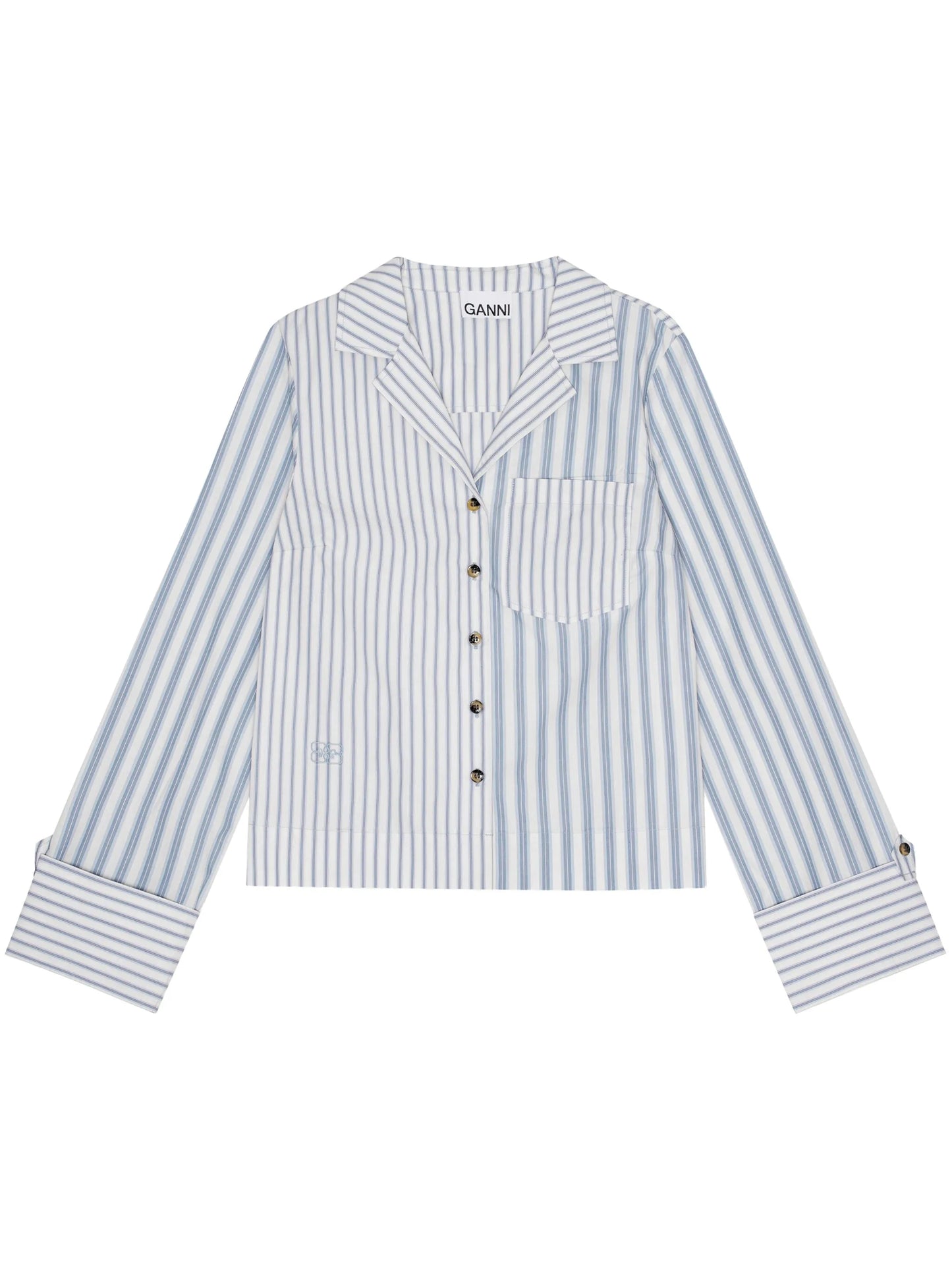 GANNI stripe-print cropped poplin shirt