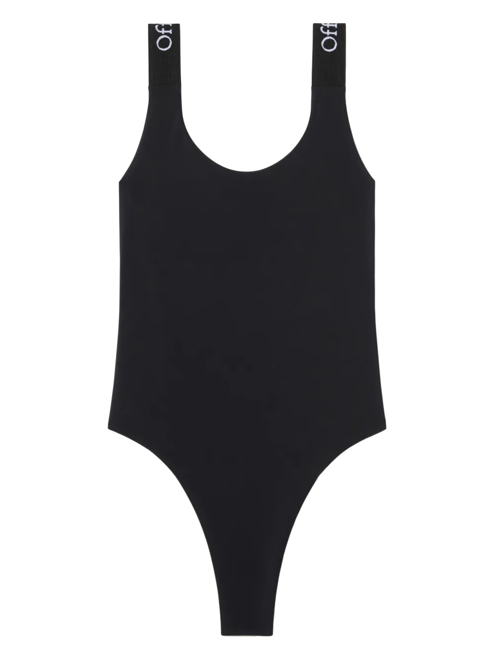 Off White Women's Black Logo Band Wide Strap Scoop Neck Swimsuit
