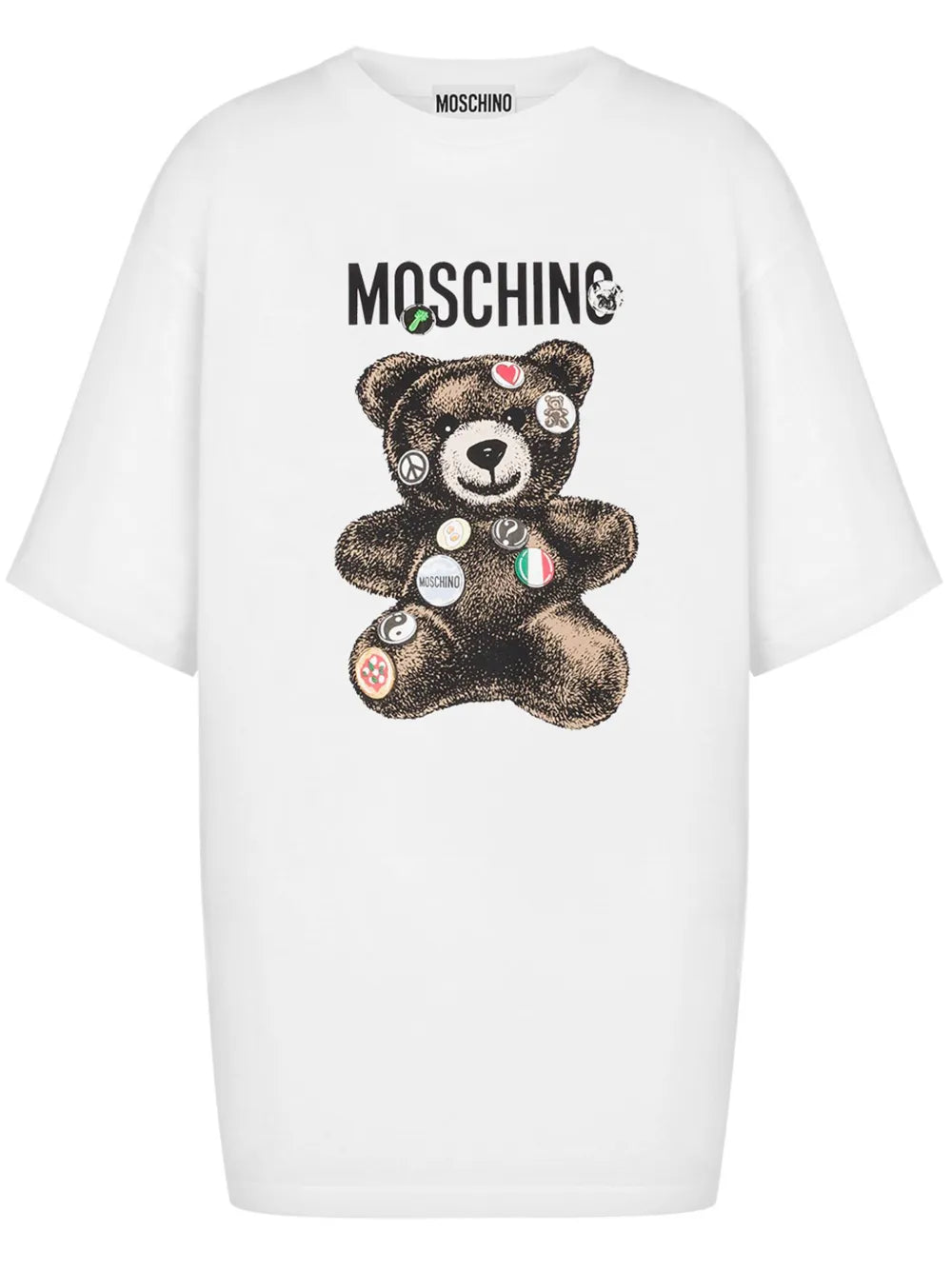 Moschino White Cotton Teddy Bear Logo Print T Shirt for Women