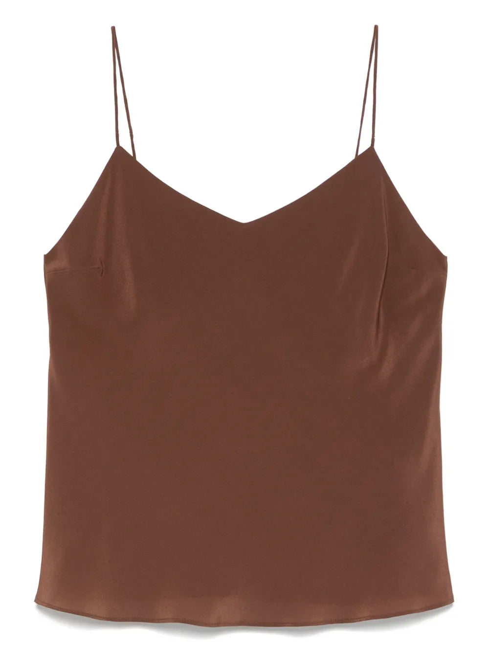 Elegant Brown Silk Asceno Milos Women's V Neck Sleeveless Top