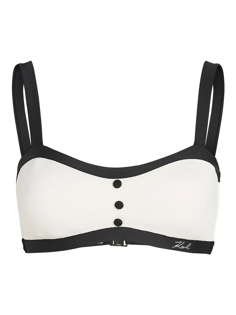 Karl Lagerfeld Beige Adjustable Strap Bandeau Bikini Top for Women