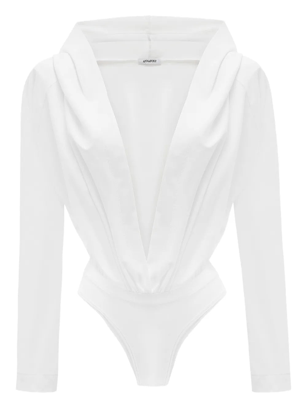 ANNAFOXY Women's White Draped Bodysuit Top