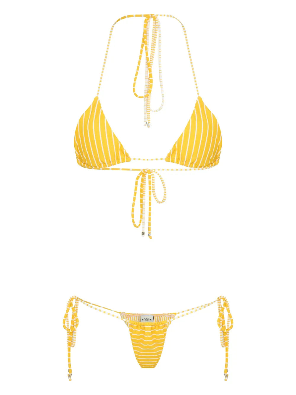 Amir Slama Yellow Striped Bikini Set Elastane Polyamide Beachwear
