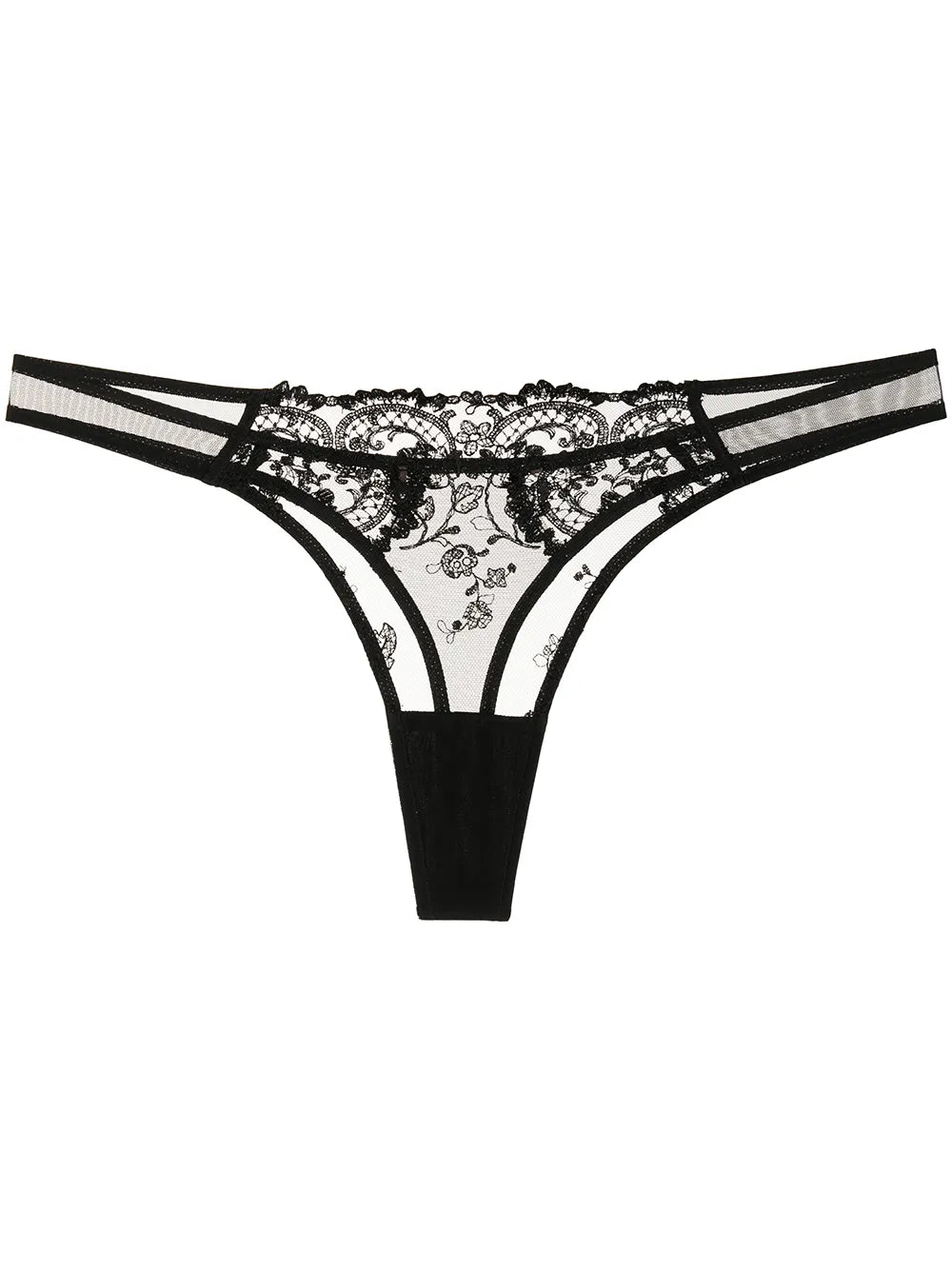 Kiki De Montparnasse Juliette Embroidered Tulle Thong Black