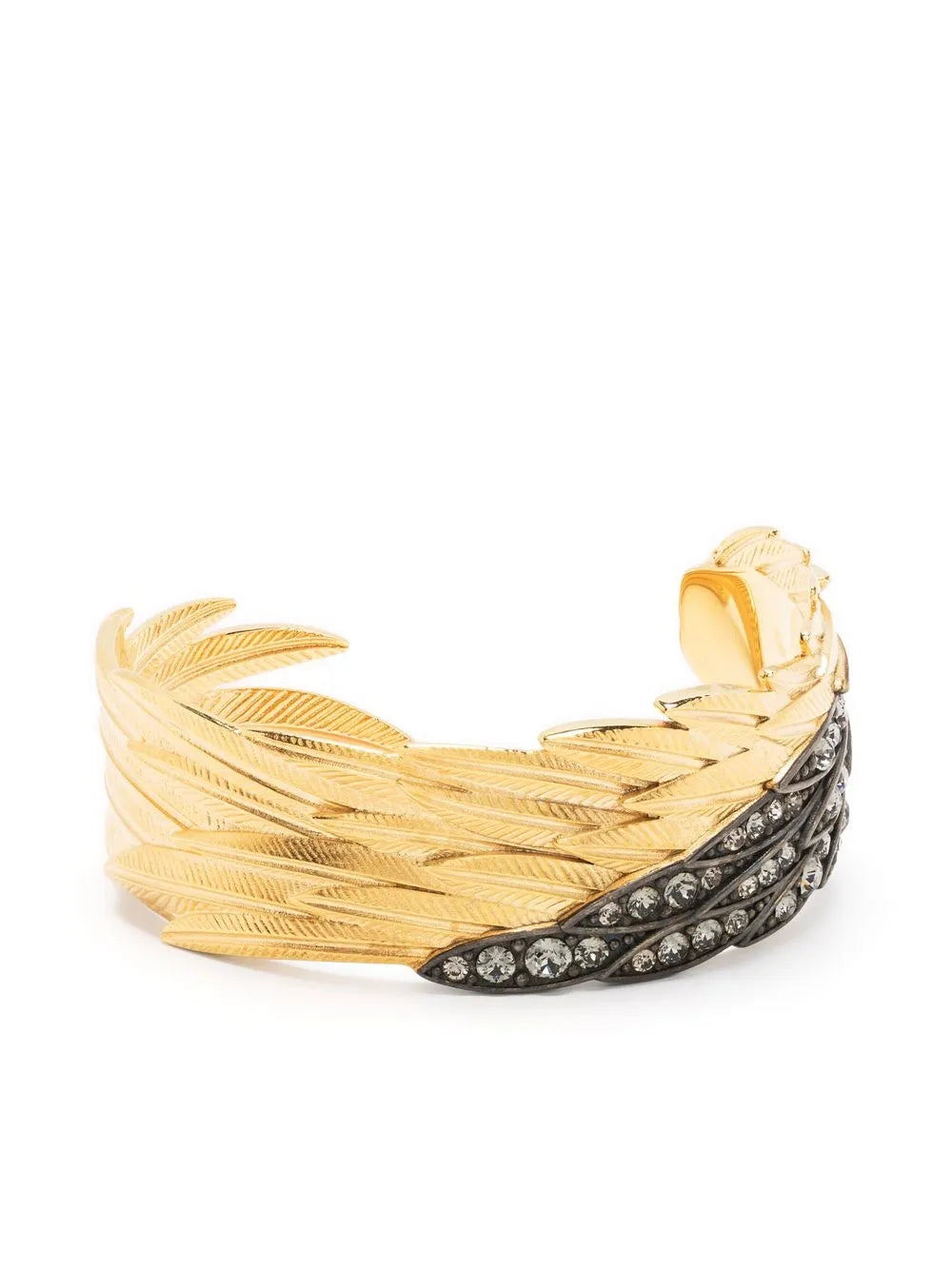 Zadig and Voltaire Gold Tone Feather Detail Cuff Bracelet