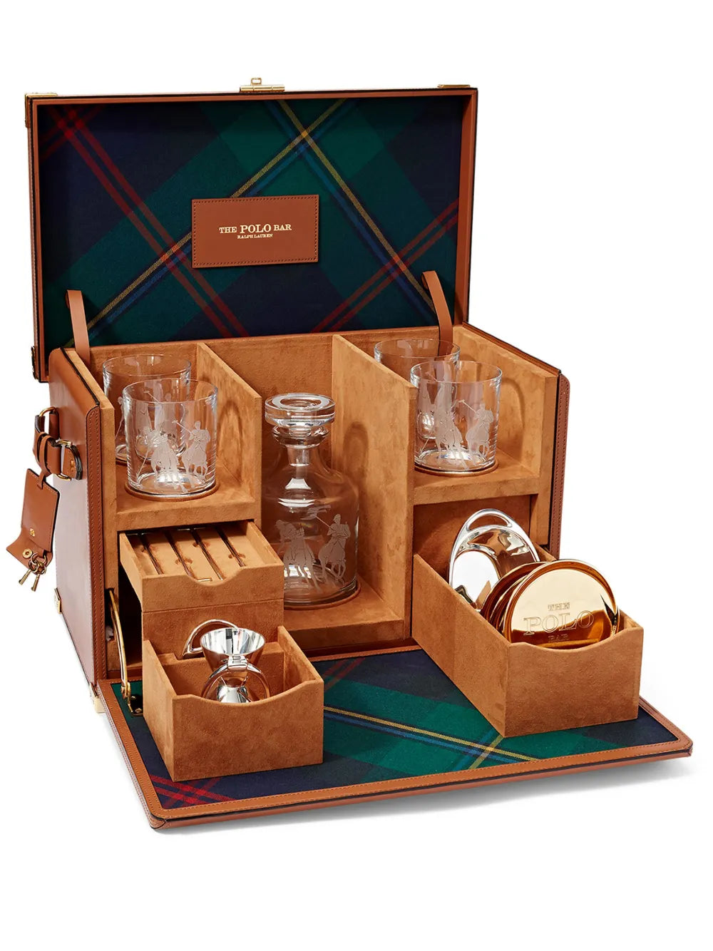Ralph Lauren Home Kipton Mixologist Box Gift Set with Tartan Print