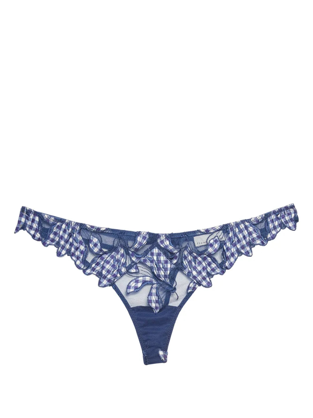 Fleur Du Mal Lily Embroidered Hipster Thong Blue Women's Lingerie