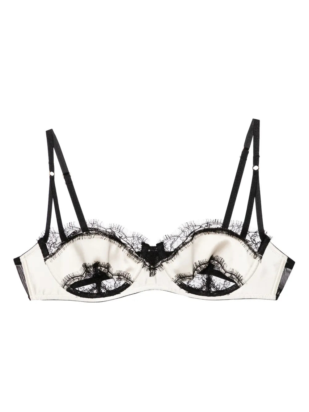 Kiki De Montparnasse Lace Inset Balconette Bra White Silk Blend