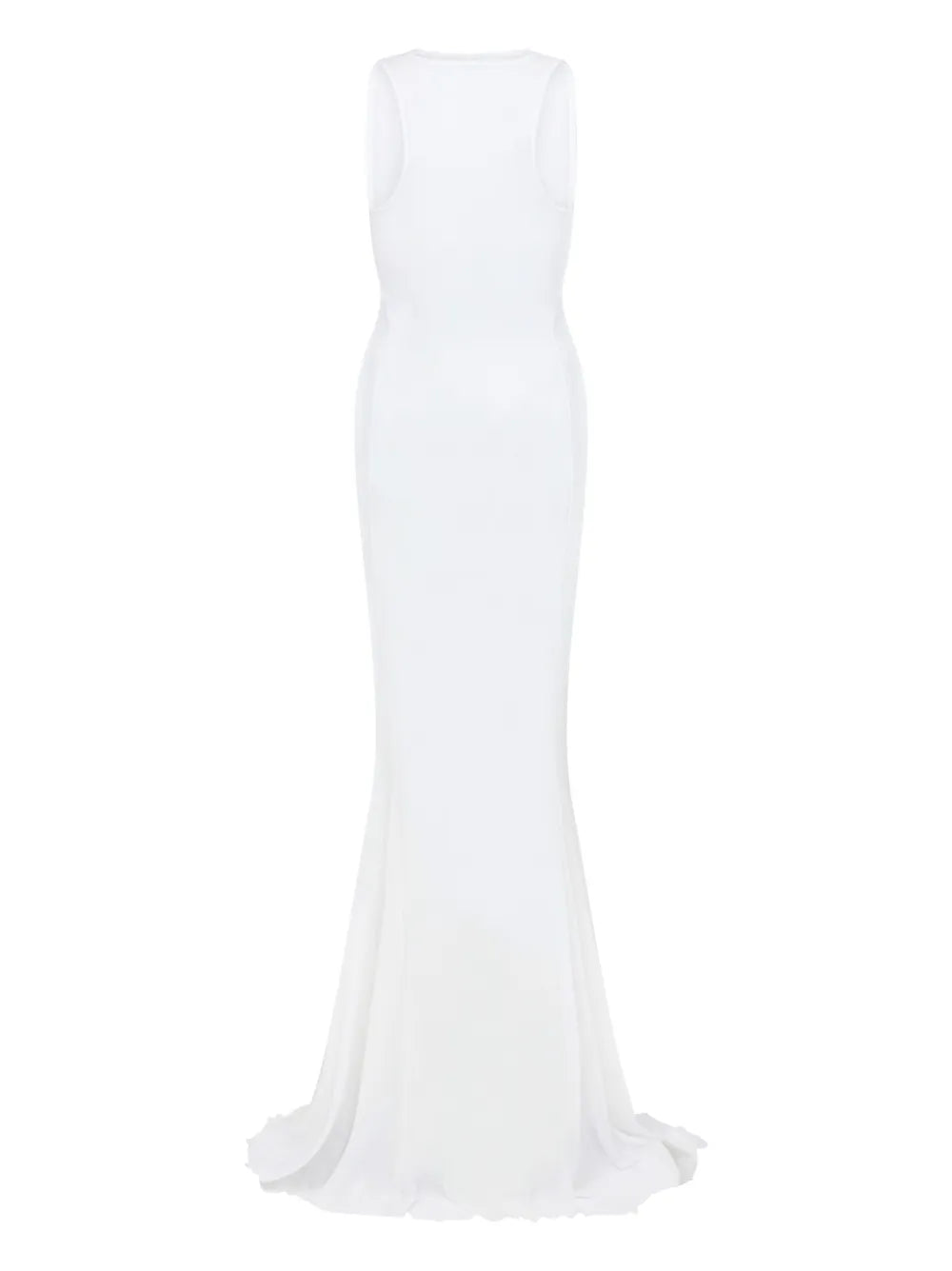 Let's Swim White Recycled Mesh Sheer Sleeveless Floor Length Maxi Dress