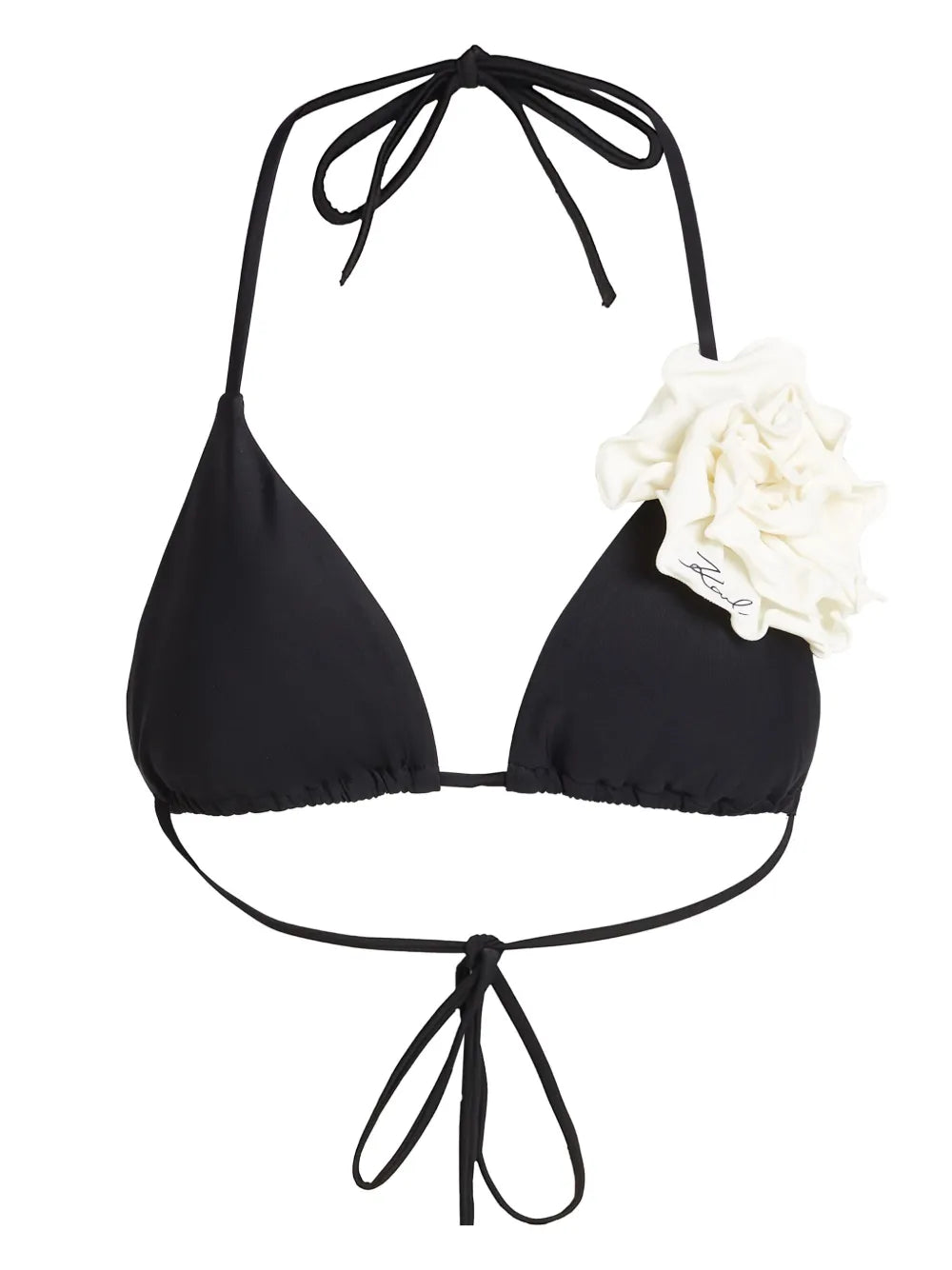 Karl Lagerfeld Black DNA Flower Recycled Bikini Top Stylish Comfort