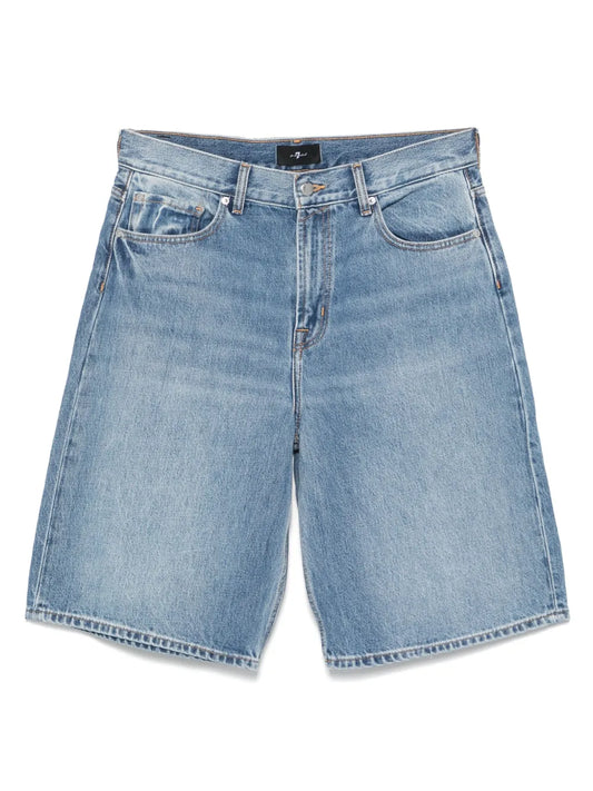 7 For All Mankind Mason Blue Denim Shorts Slim Fit Stylish Comfort
