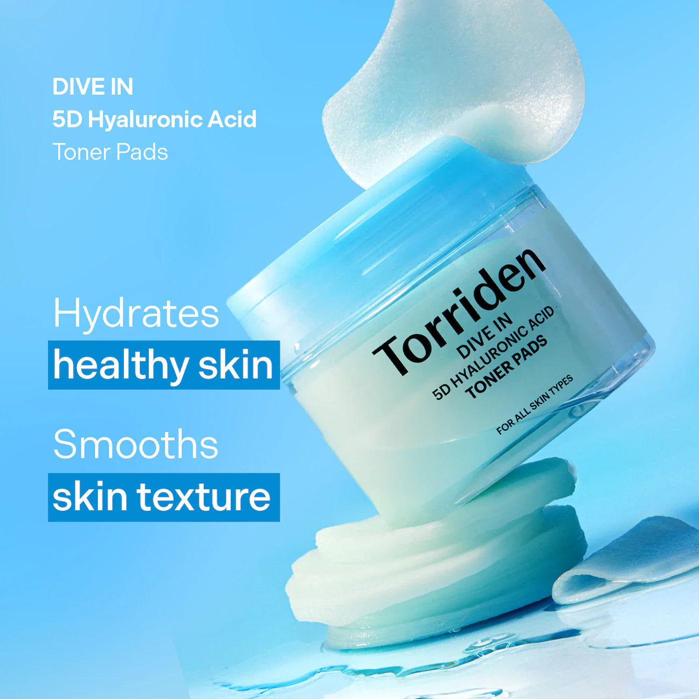 DIVE IN 5D Hyaluronic Acid Toner Pads for Deep Hydration & Exfoliation